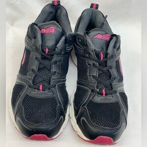 Avia Women's Black and Pink leather/canvas Running Shoes ladies sz 7.5